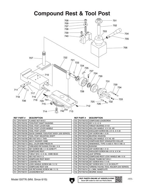 Parts for G0776 